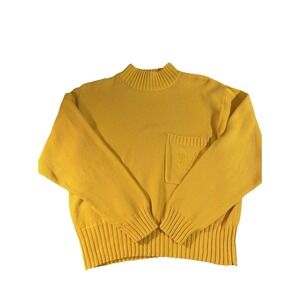 Vintage 80s-90s LizSport Women L Cotton Gold Yellow Sweater Preppy Old Money Y2K